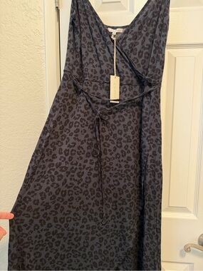 Z Supply Charcoal Leopard-Print Slip Dress